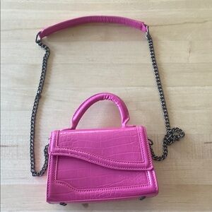 Zara Pink Croc-Embossed Chain Strap Bag